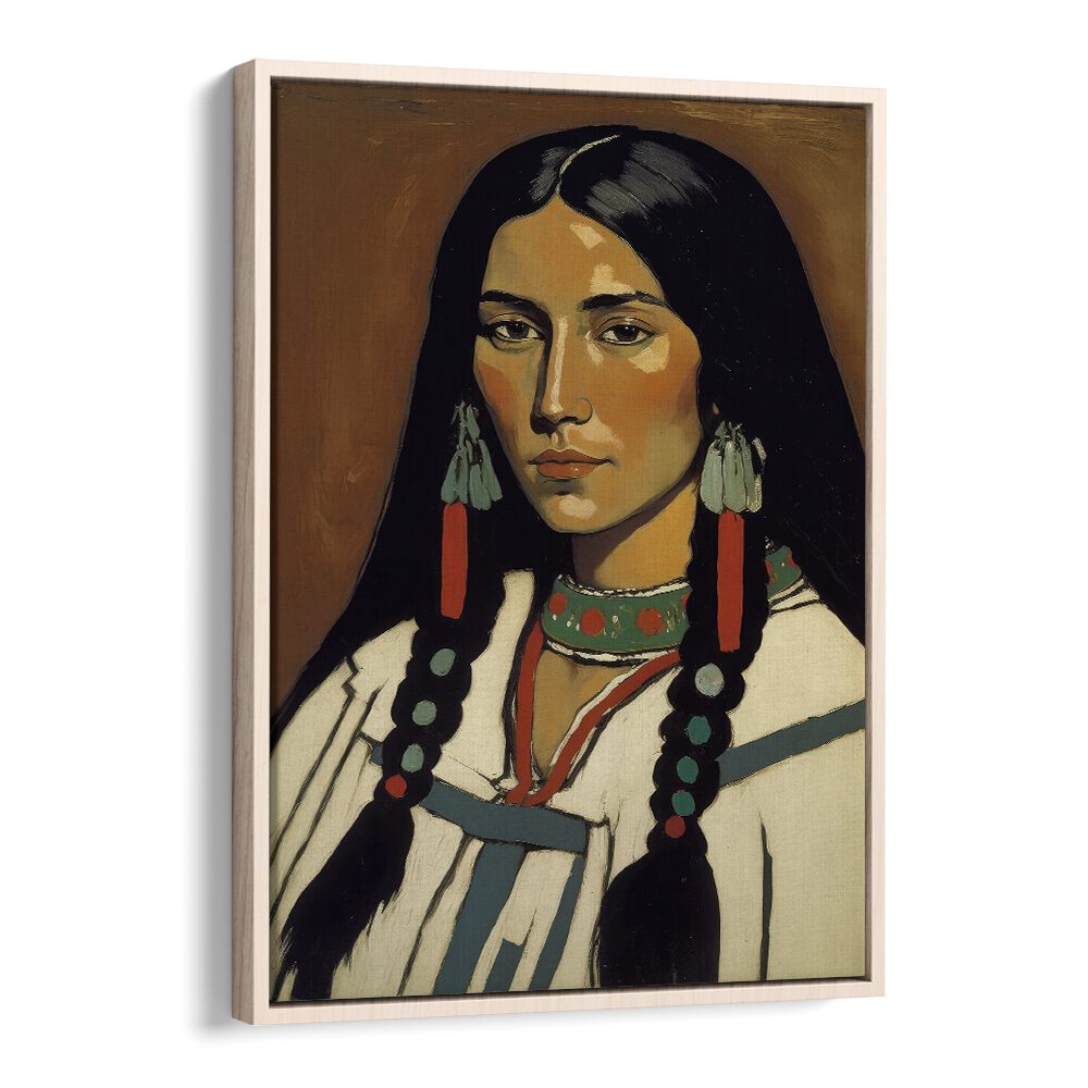 The Daughter of Ashok by Treechild Women Illustration Paintings in Oak Wood Floater Frame