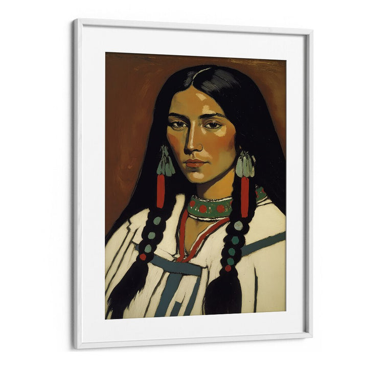 The Daughter of Ashok by Treechild Women Illustration Paintings in White Frame With Mount