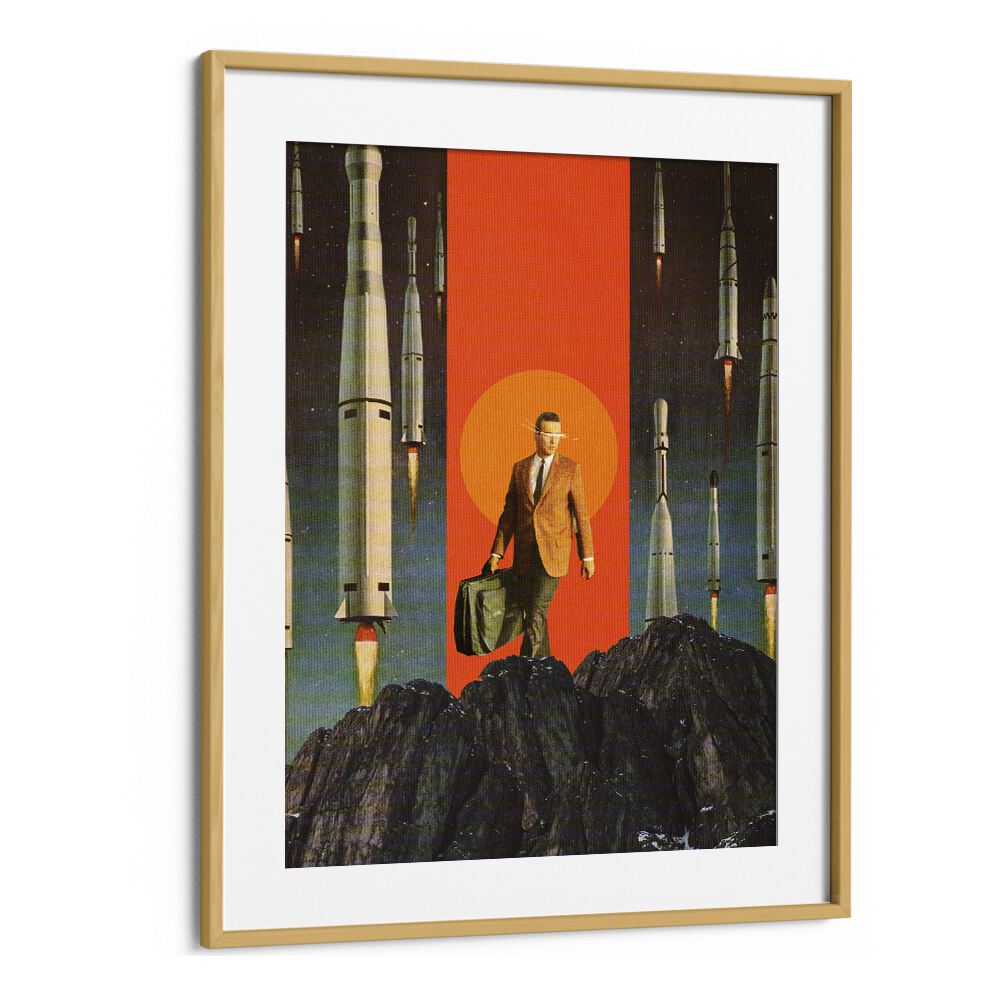 The Departure By Frank Moth Surreal Art Prints Surrealism in Oak Wood Frame With Mount