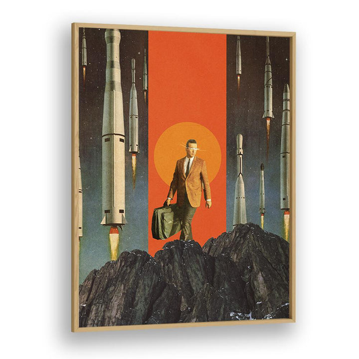 The Departure  By Frank Moth Surreal Art Prints Surrealism in Oak Wood Plain Frame