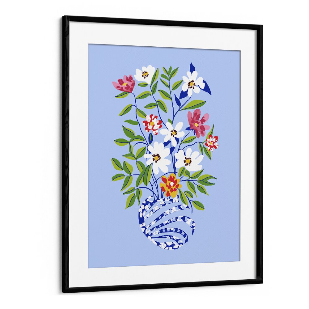 The Floopy Planter By Uma Gokhale Botanical Paintings in Black Frame With Mount