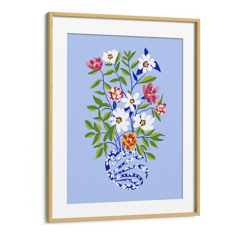 The Floopy Planter By Uma Gokhale Botanical Paintings in Oak Wood Frame With Mount