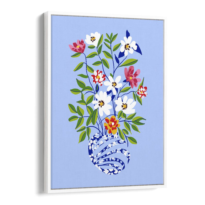 The Floopy Planter By Uma Gokhale Botanical Paintings in White Floater Frame