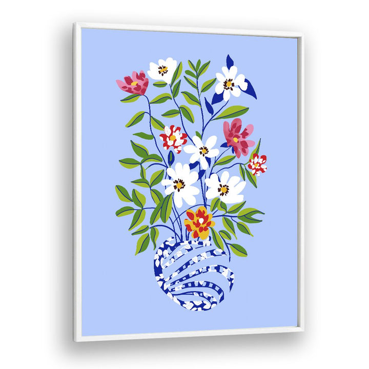 The Floopy Planter By Uma Gokhale Botanical Paintings in White Plain Frame