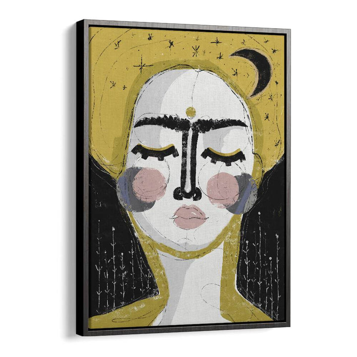 The Goddess of the Night by Treechild Women Illustration Paintings in Black Floater Frame