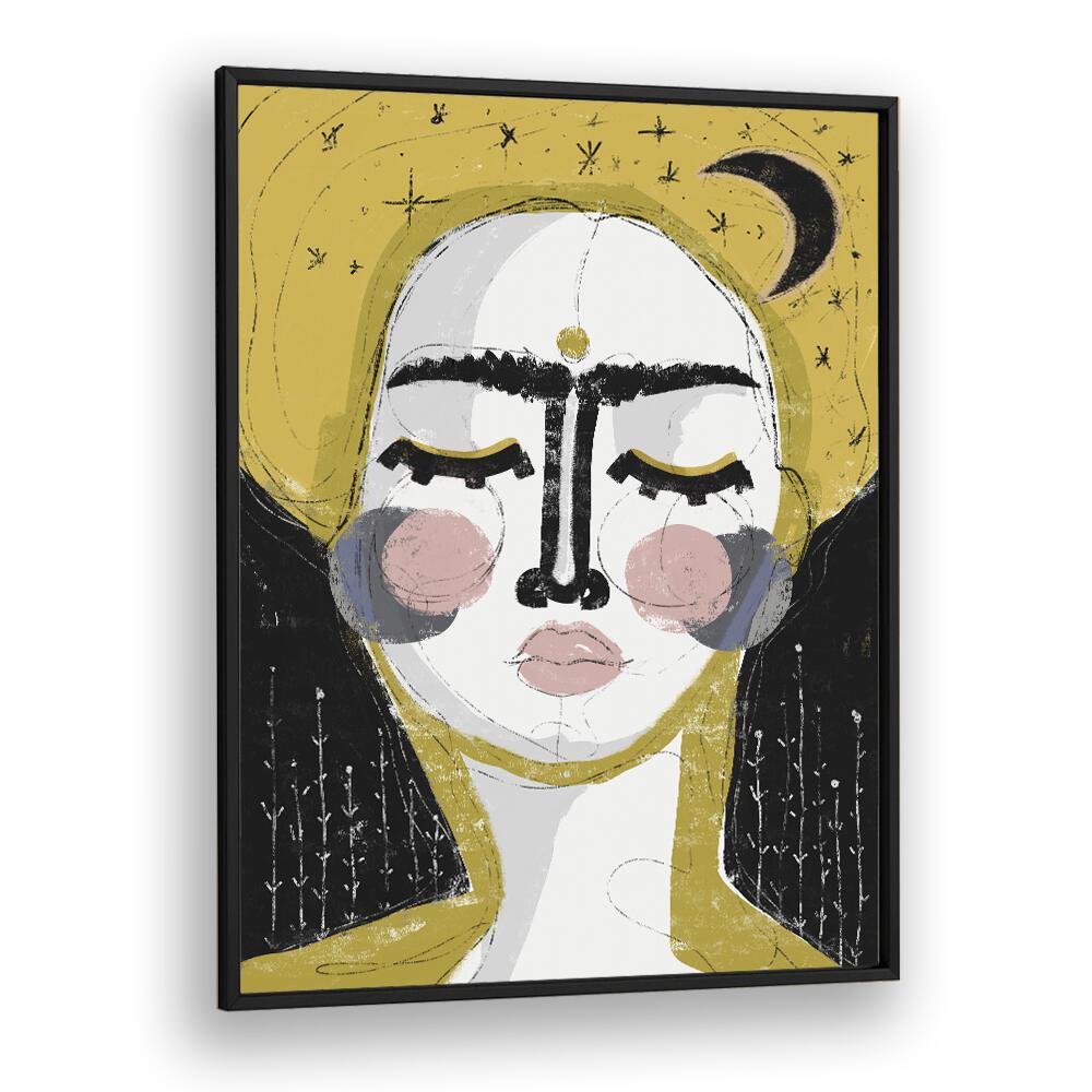 The Goddess of the Night by Treechild Women Illustration Paintings in Black Plain Frame