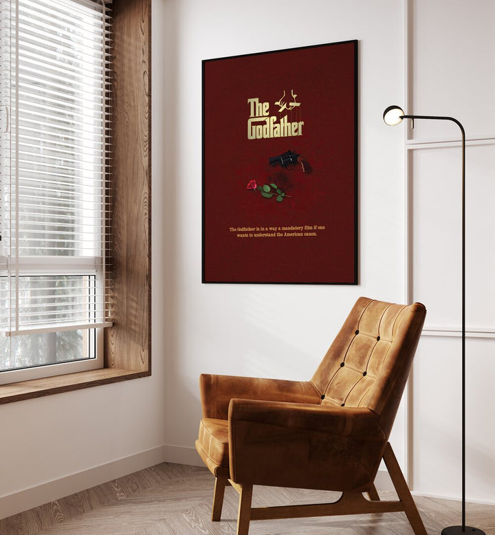 The Godfather  by Grishma Korjani Movie Posters Artwork IV Placed on a wall In A Living Room