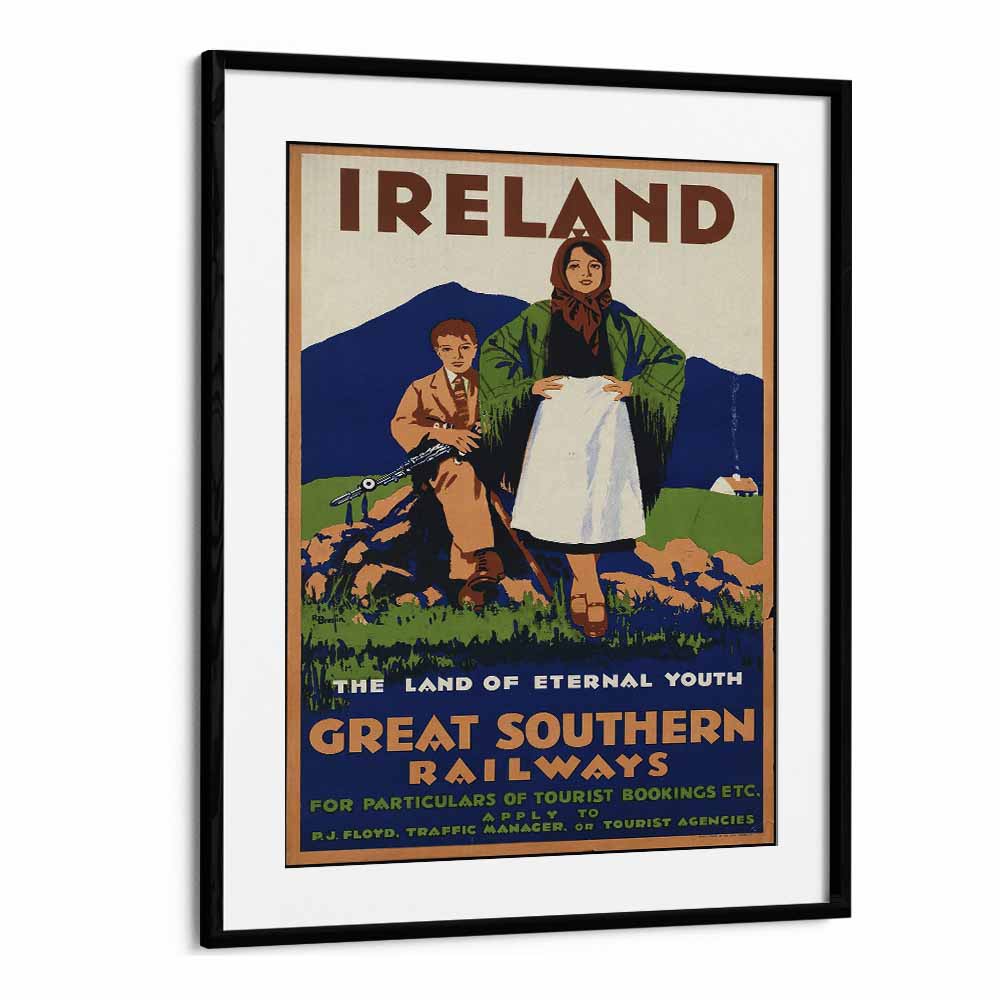 The Great Southern Railways-ireland  Travel Posters in Black Frame With Mount