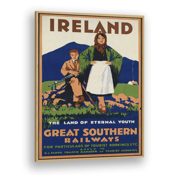 The Great Southern Railways-ireland  Travel Posters in Oak Wood Plain Frame