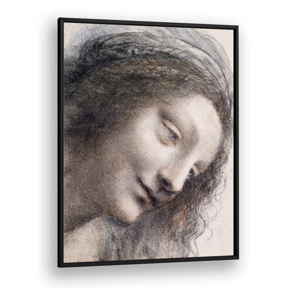 The Head Of The Virgin C.1510–1513 Vintage Paintings in Black Plain Frame