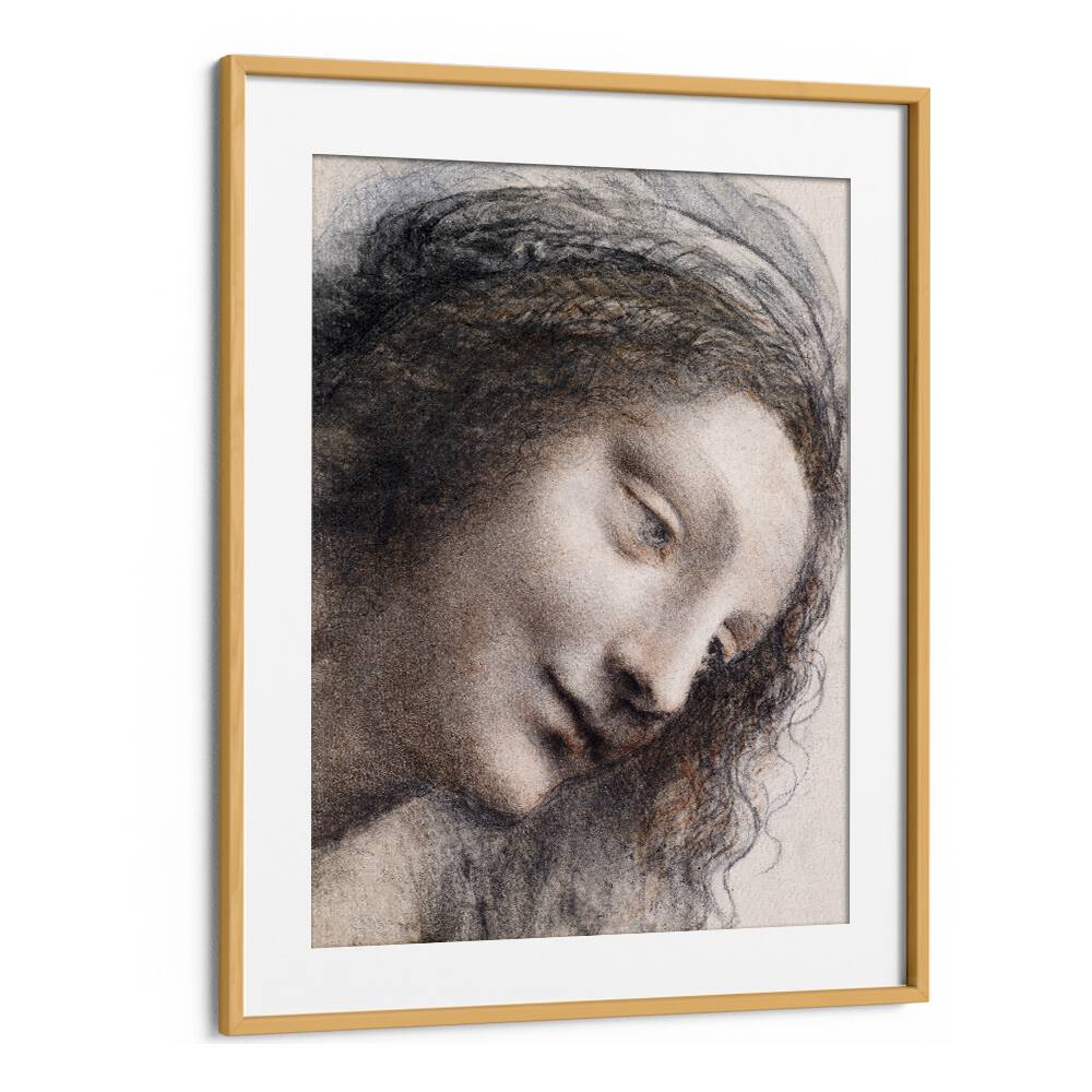 The Head Of The Virgin C.1510–1513 Vintage Paintings in Oak Wood Frame With Mount