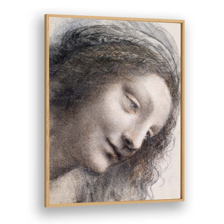 The Head Of The Virgin C.1510–1513 Vintage Paintings in Oak Wood Plain Frame