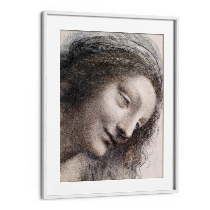 The Head Of The Virgin C.1510–1513 Vintage Paintings in White Frame With Mount