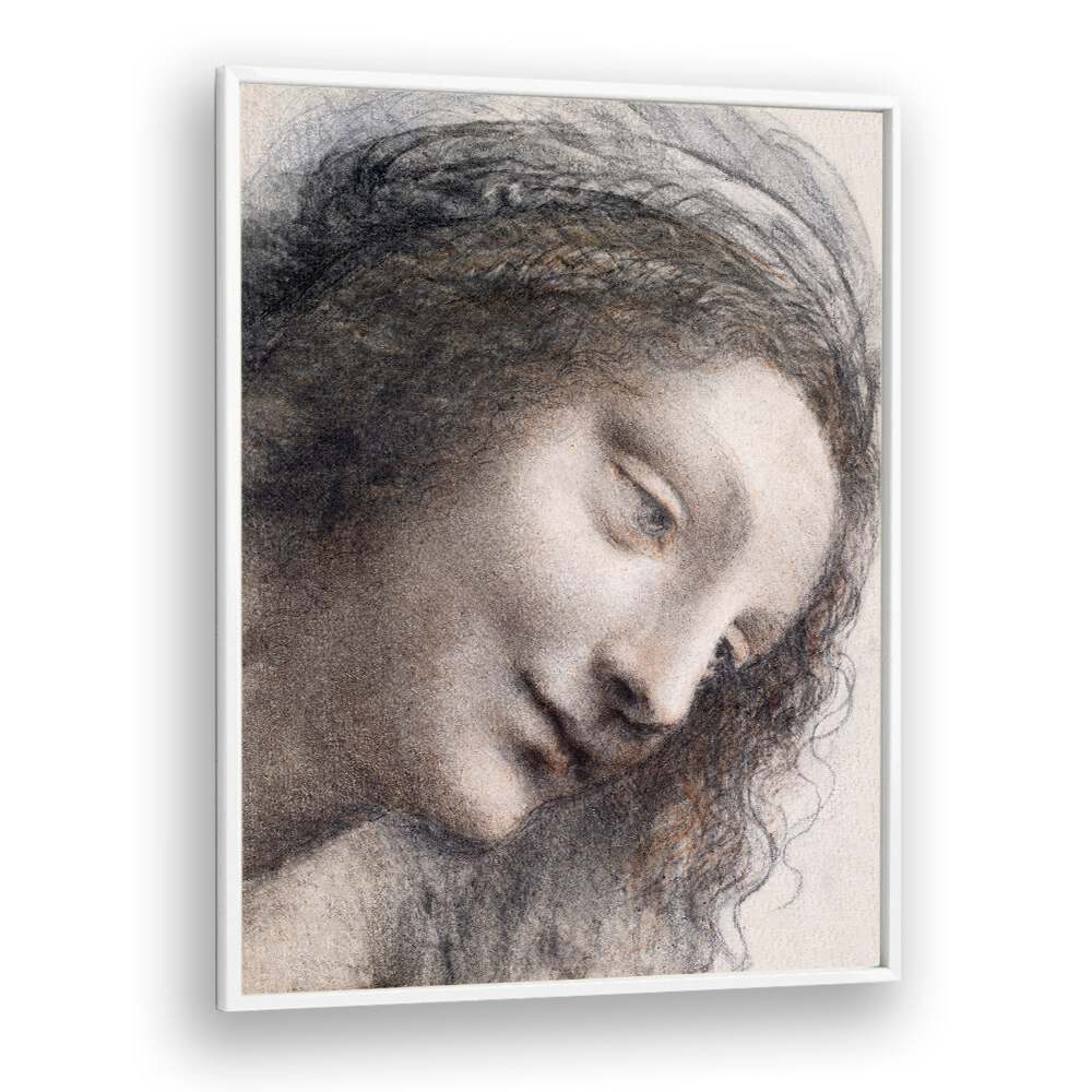 The Head Of The Virgin C.1510–1513 Vintage Paintings in White Plain Frame