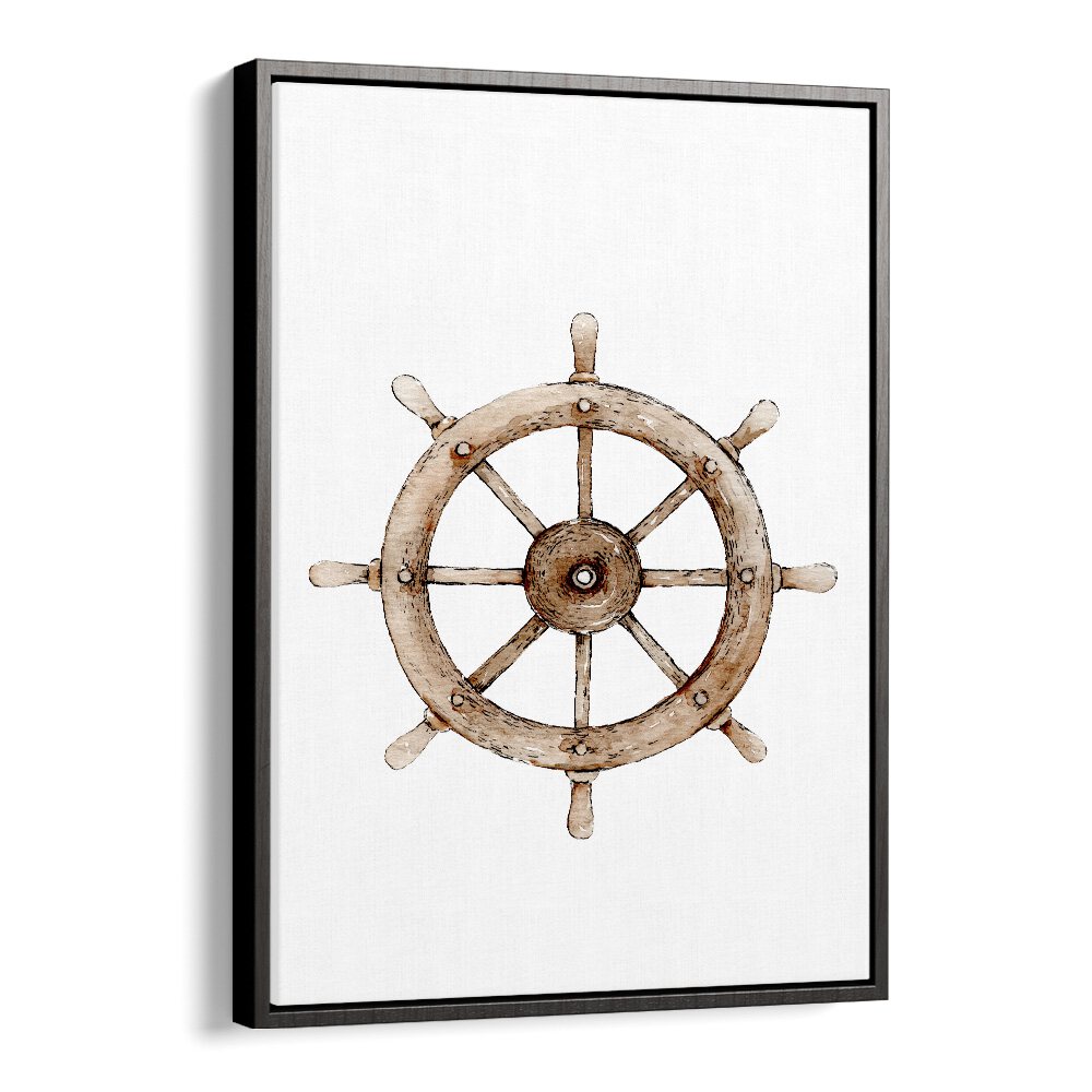 The Helm-Nautical  Kids Paintings in Black Floater Frame