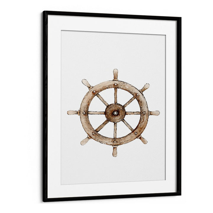 The Helm-Nautical  Kids Paintings in Black Frame With Mount