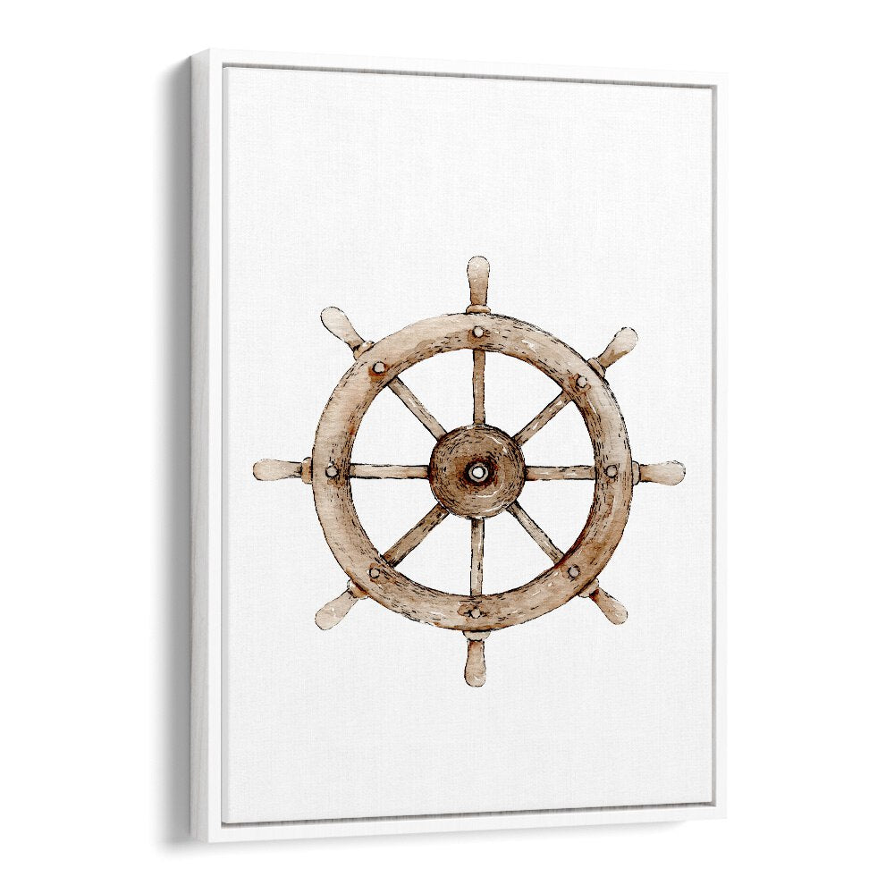 The Helm-Nautical  Kids Paintings in White Floater Frame