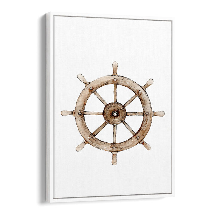 The Helm-Nautical  Kids Paintings in White Floater Frame