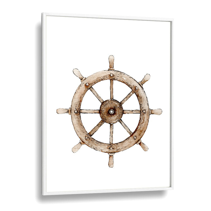 The Helm-Nautical  Kids Paintings in White Plain Frame