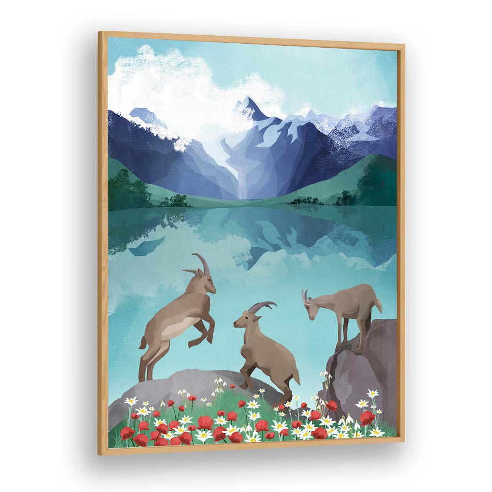 The Hills Are Alive By Goed Blauw Kids Room Art in Oak Wood Plain Frame