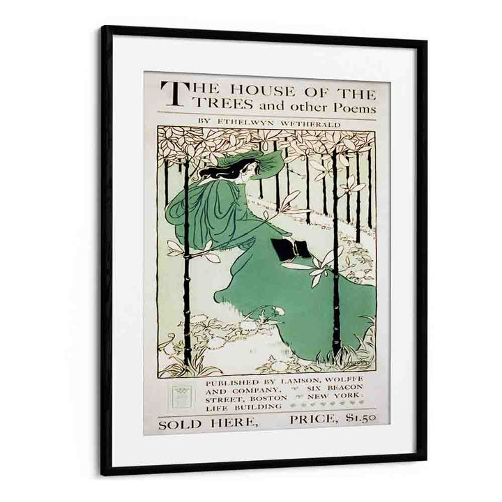 The House Of The Trees CA-1895 By Ethel Reed Vintage Paintings in Black Frame With Mount