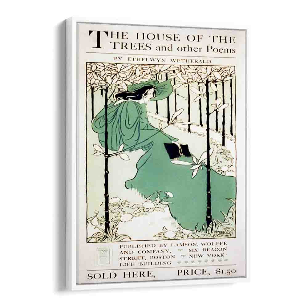 The House Of The Trees CA-1895 By Ethel Reed Vintage Paintings in White Floater Frame