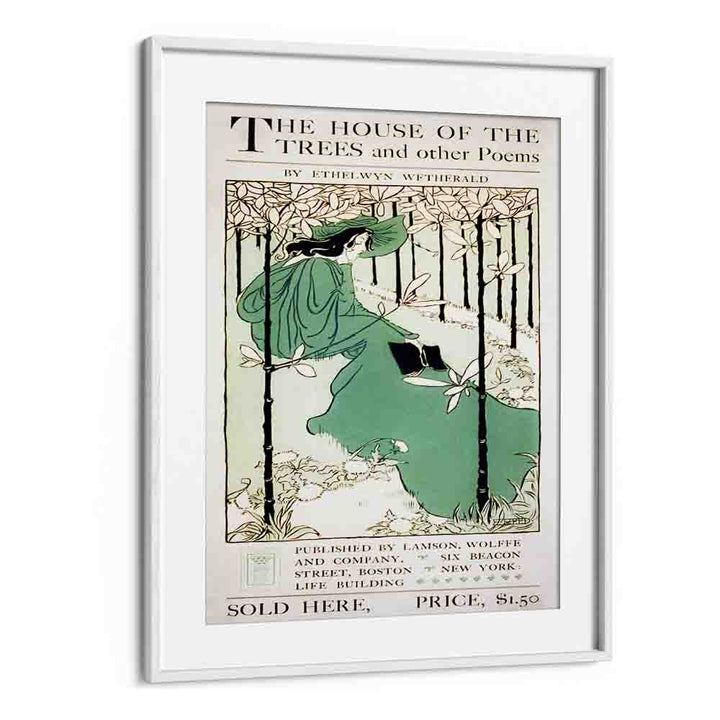 The House Of The Trees CA-1895 By Ethel Reed Vintage Paintings in White Frame With Mount