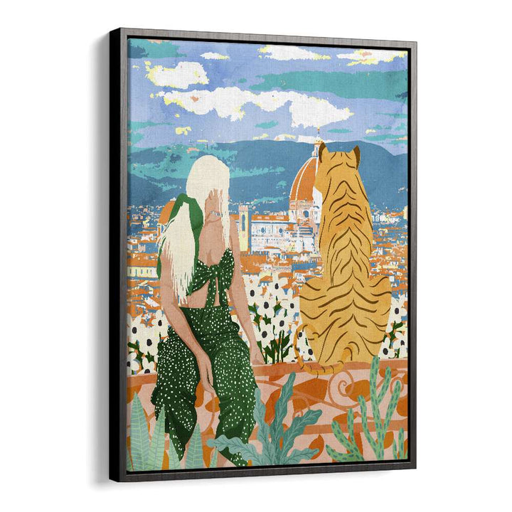 The Italian View By Uma Gokhale Art Prints in Black Floater Frame