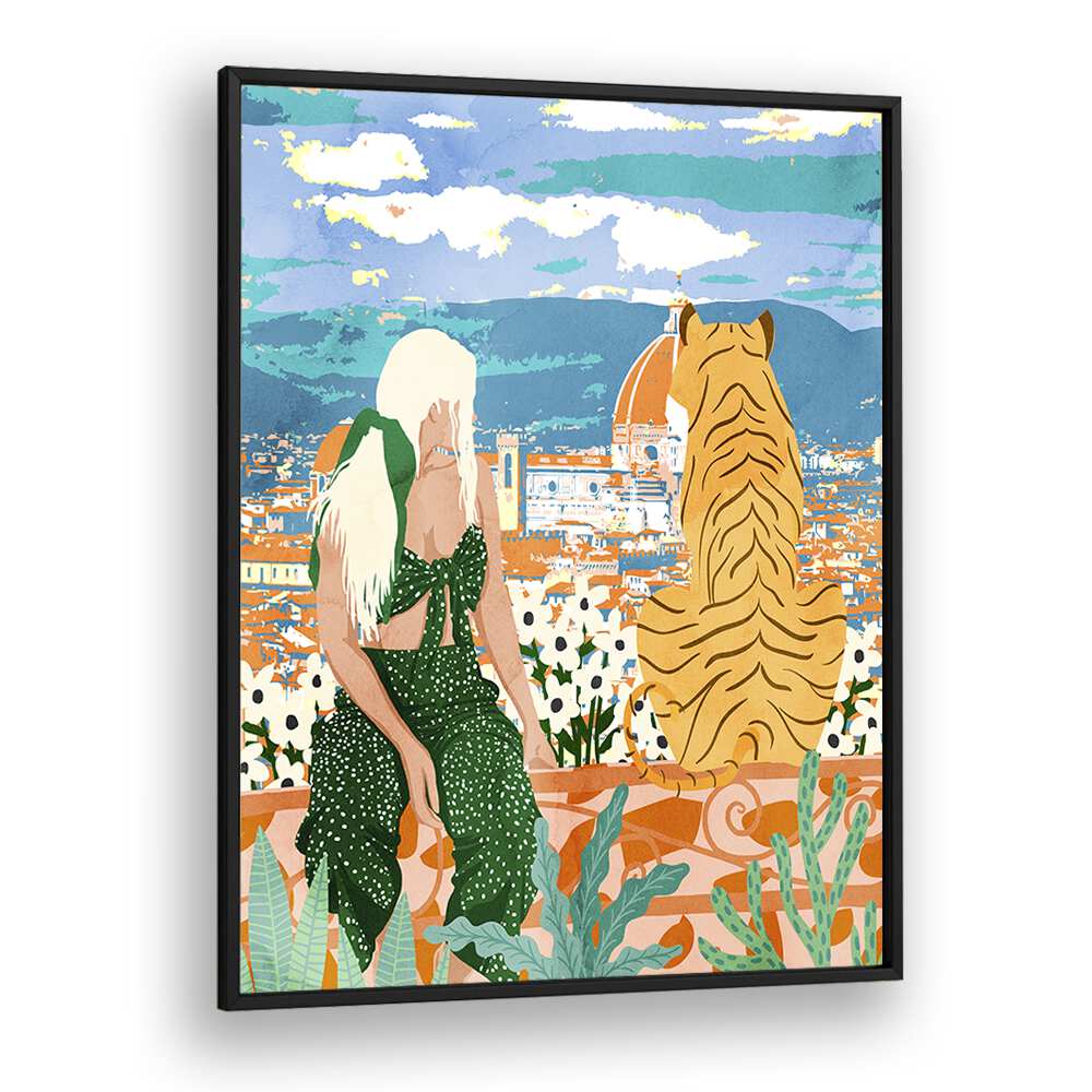 The Italian View By Uma Gokhale Art Prints in Black Plain Frame