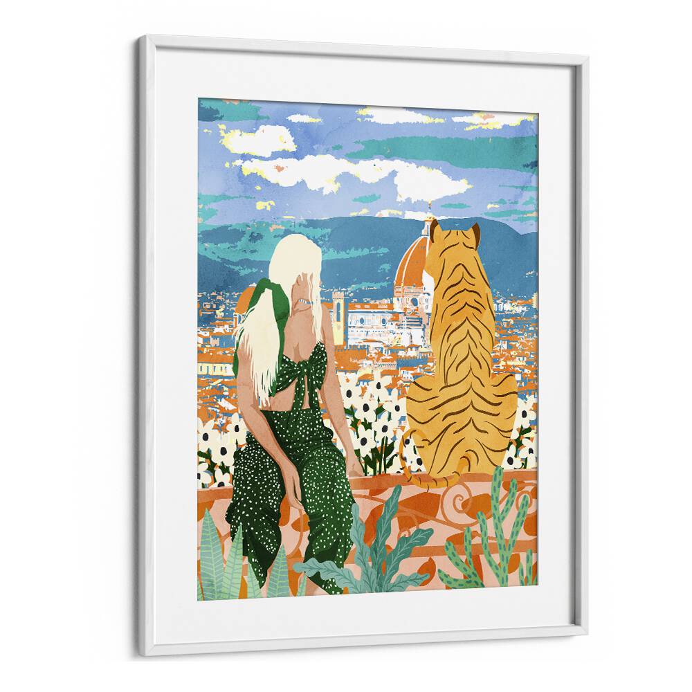 The Italian View By Uma Gokhale Art Prints in White Frame With Mount