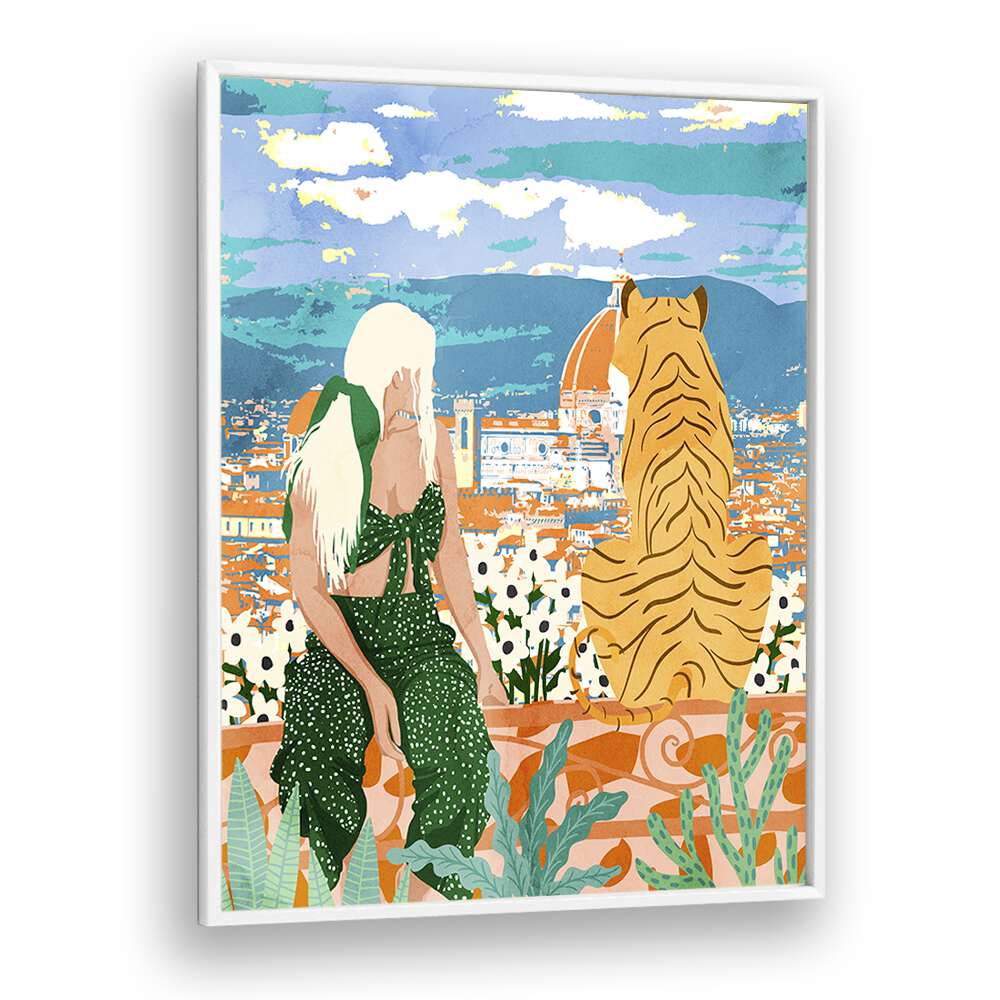 The Italian View By Uma Gokhale Art Prints in White Plain Frame