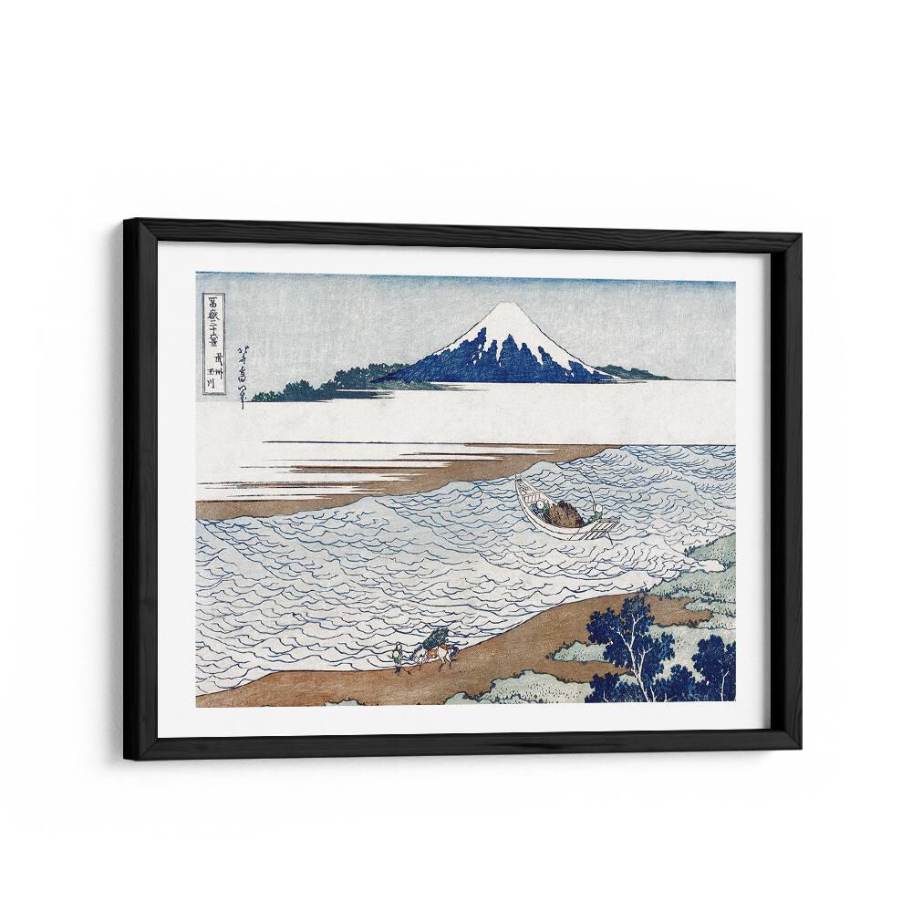 The Jewel River In Musashi 1830-1833 By Katsushika Hokusai Japanese Paintings in Black Frame With Mount