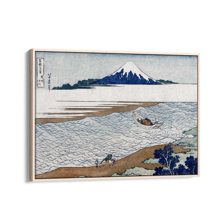 The Jewel River In Musashi 1830-1833 By Katsushika Hokusai Japanese Paintings in Oak Wood Floater Frame