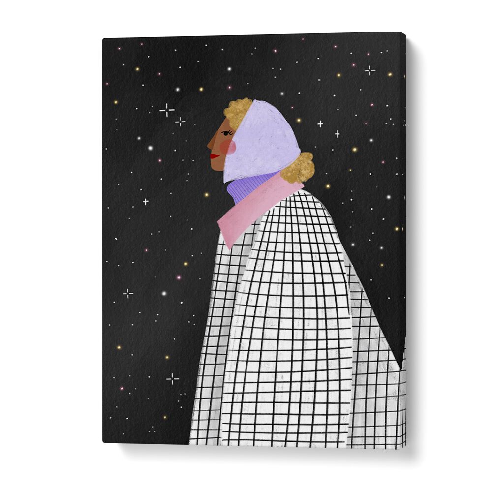 The Lady With The Stars By Bea Muller Women Illustration Paintings in Gallery Wrap