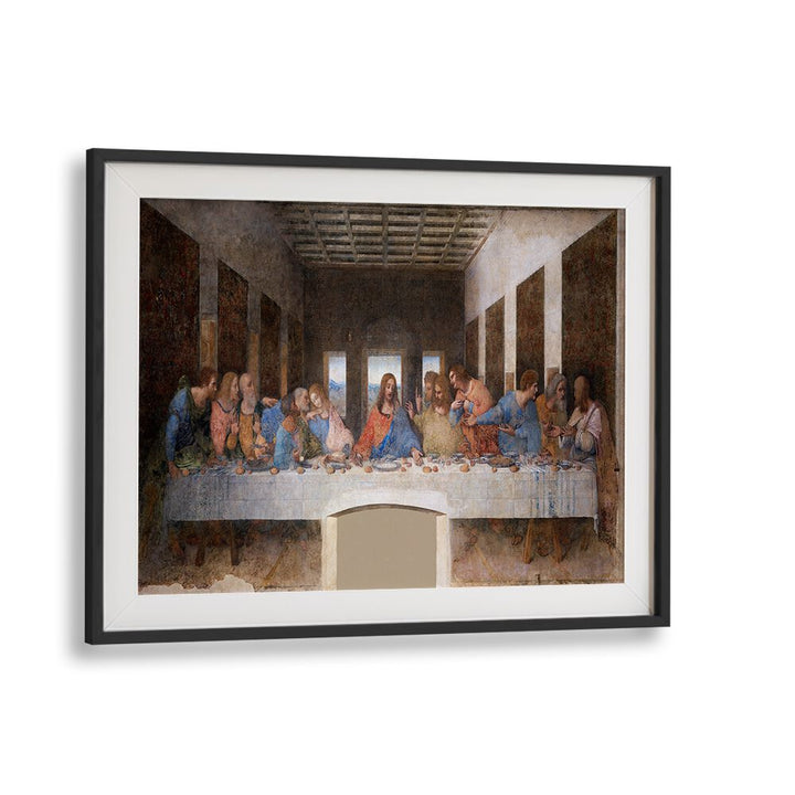 The Last Supper 1495-1498 Vintage Paintings in Black Frame With Mount