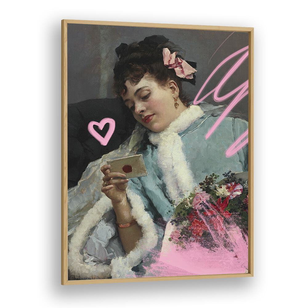 The Love Letter by Raimundo De Madrazo Grace Digital Art Co Altered Art Prints in Oak Wood Plain Frame