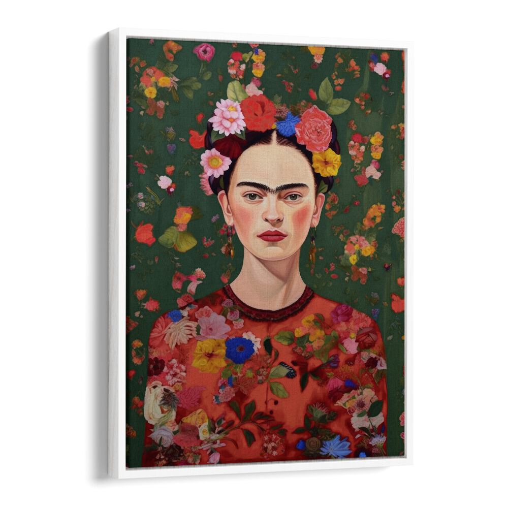 The Love Of Flowers by Treechild Women Illustration Paintings in White Floater Frame