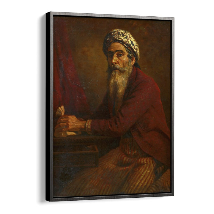 The Miser (1901) By Raja Ravi Varma Indian Paintings in Black Floater Frame