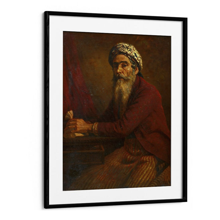 The Miser (1901) By Raja Ravi Varma Indian Paintings in Black Frame With Mount