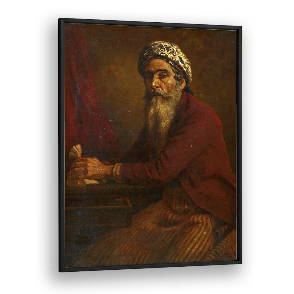 The Miser (1901) By Raja Ravi Varma Indian Paintings in Black Plain Frame