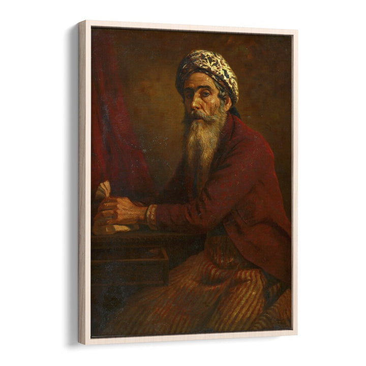 The Miser (1901) By Raja Ravi Varma Indian Paintings in Oak Wood Floater Frame