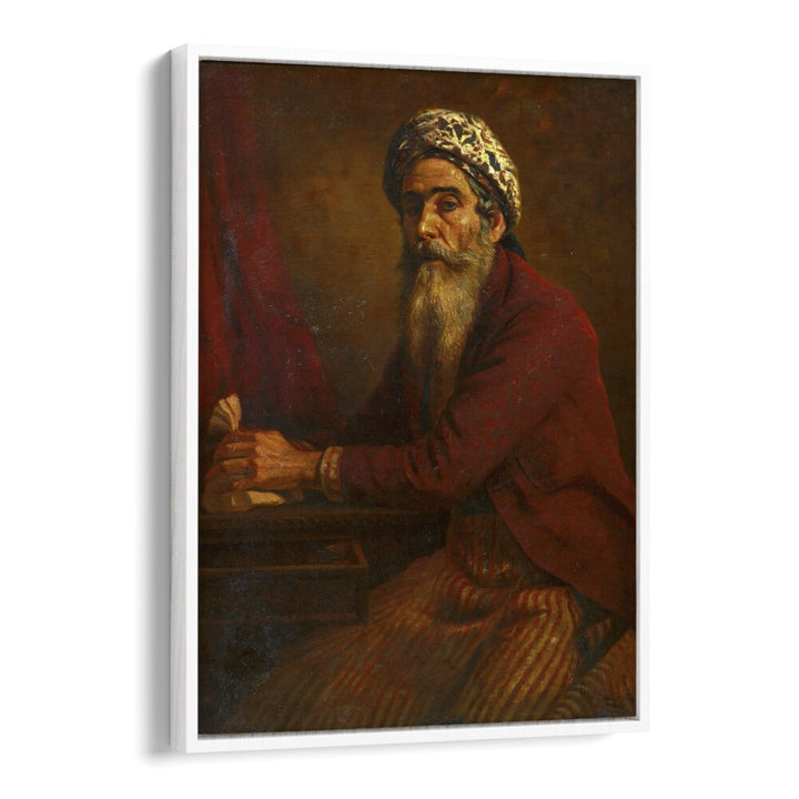 The Miser (1901) By Raja Ravi Varma Indian Paintings in White Floater Frame