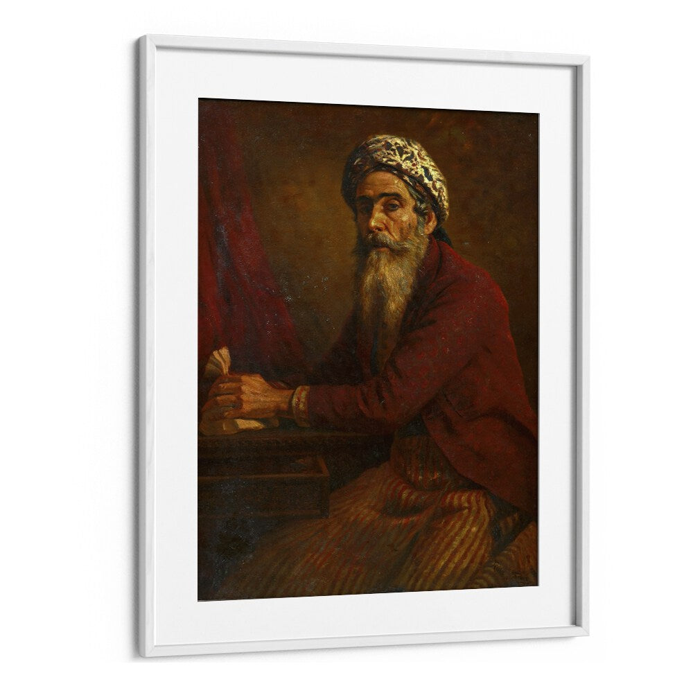 The Miser (1901) By Raja Ravi Varma Indian Paintings in White Frame With Mount