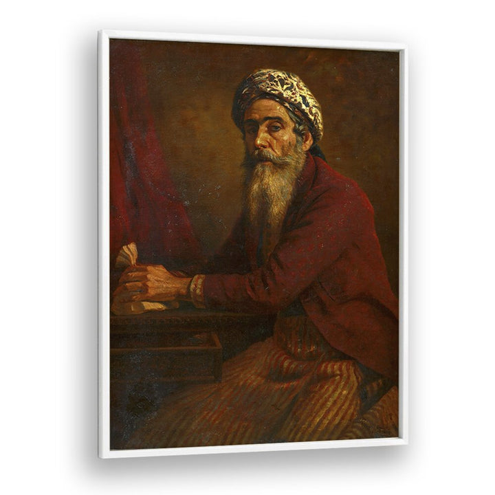 The Miser (1901) By Raja Ravi Varma Indian Paintings in White Plain Frame