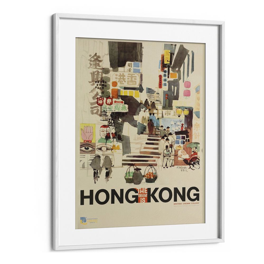 The Orient Is-hong Kong Retro Vintage Travel Travel Posters in White Frame With Mount