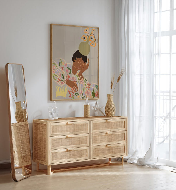 Stylish living room featuring THE OVERTHINKER, PORTRAITS wall art by Arty Guava, enhancing your space beautifully.