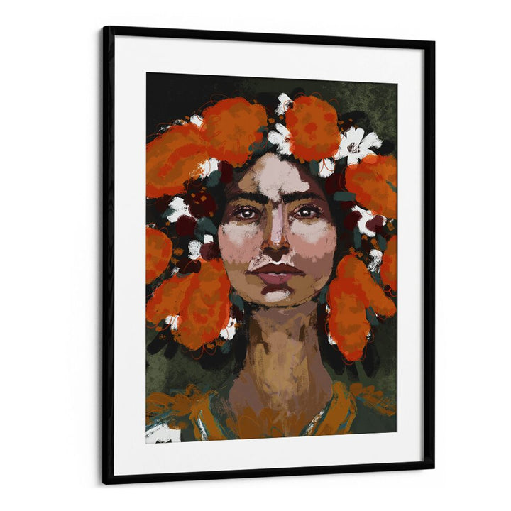 The Power of Thoughts by Treechild Women Illustration Paintings in Black Frame With Mount