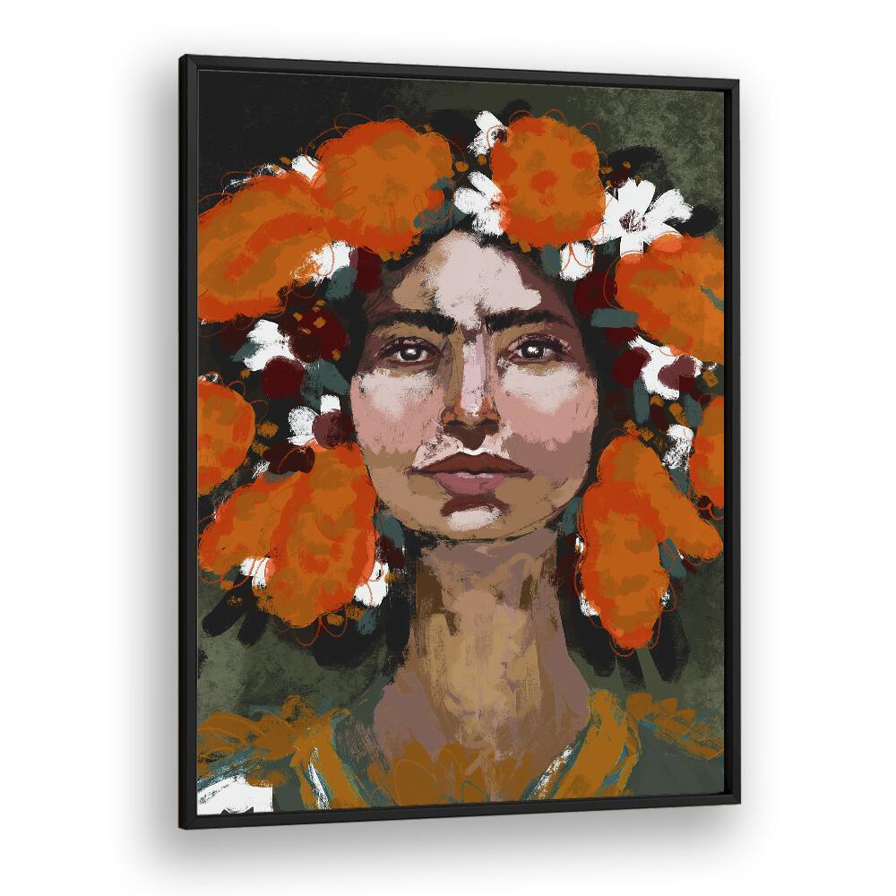 The Power of Thoughts by Treechild Women Illustration Paintings in Black Plain Frame