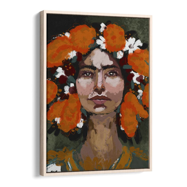 The Power of Thoughts by Treechild Women Illustration Paintings in Oak Wood Floater Frame