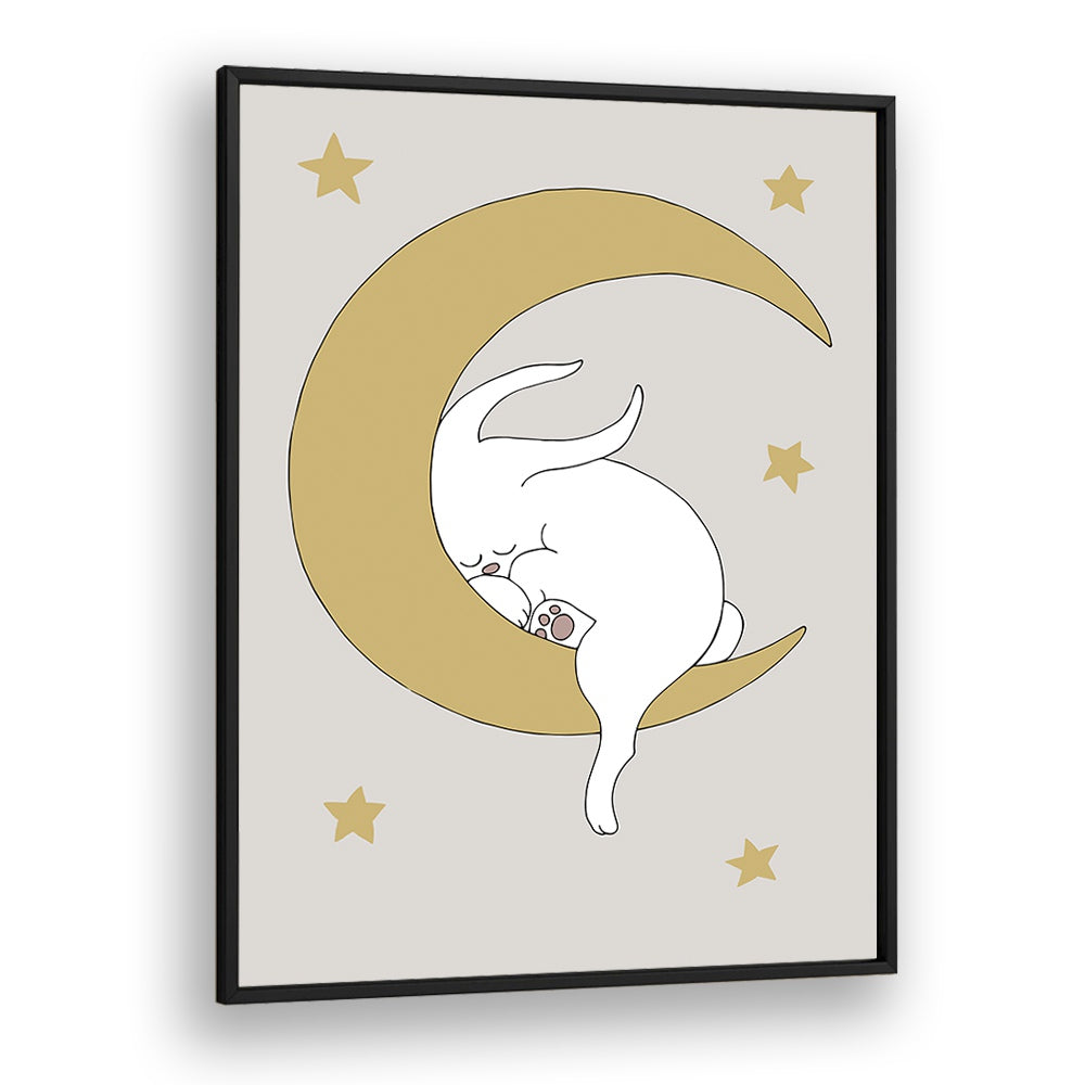 The Rabbit  Kids Paintings in Black Plain Frame